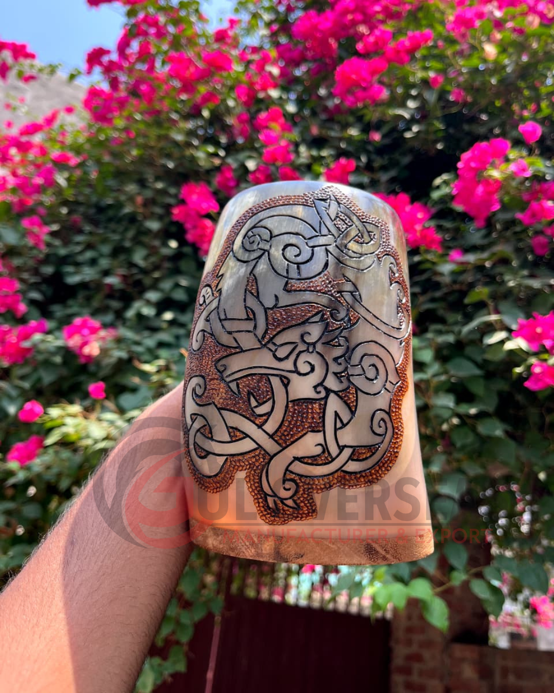 DETAILED VIKING HORN MUG