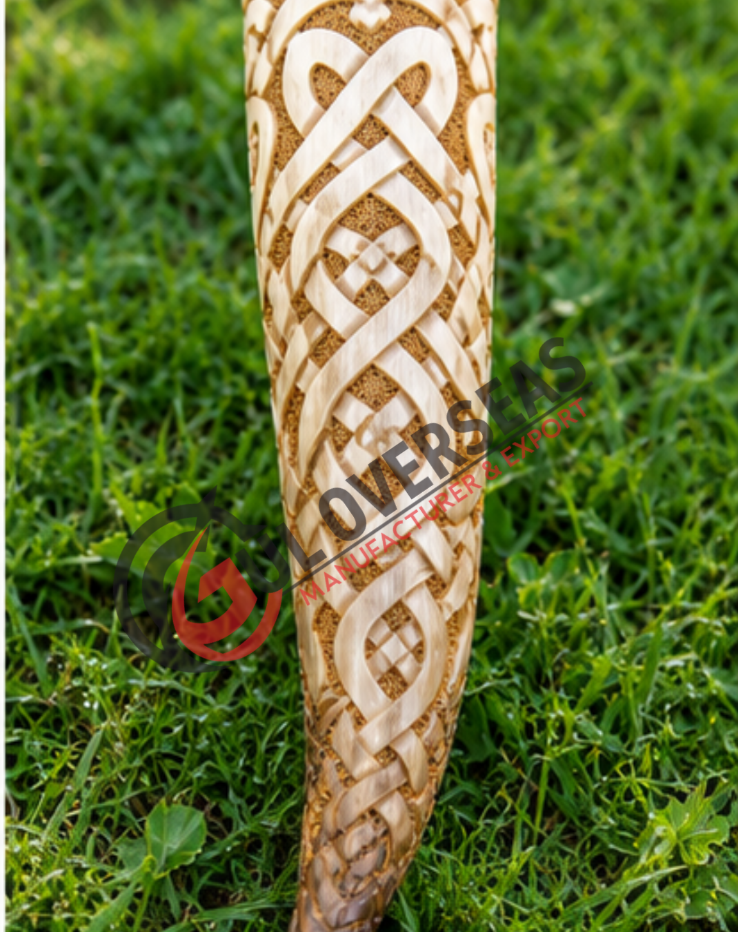 Viking Drinking Horn with Intricate Norse Carving - Image 2