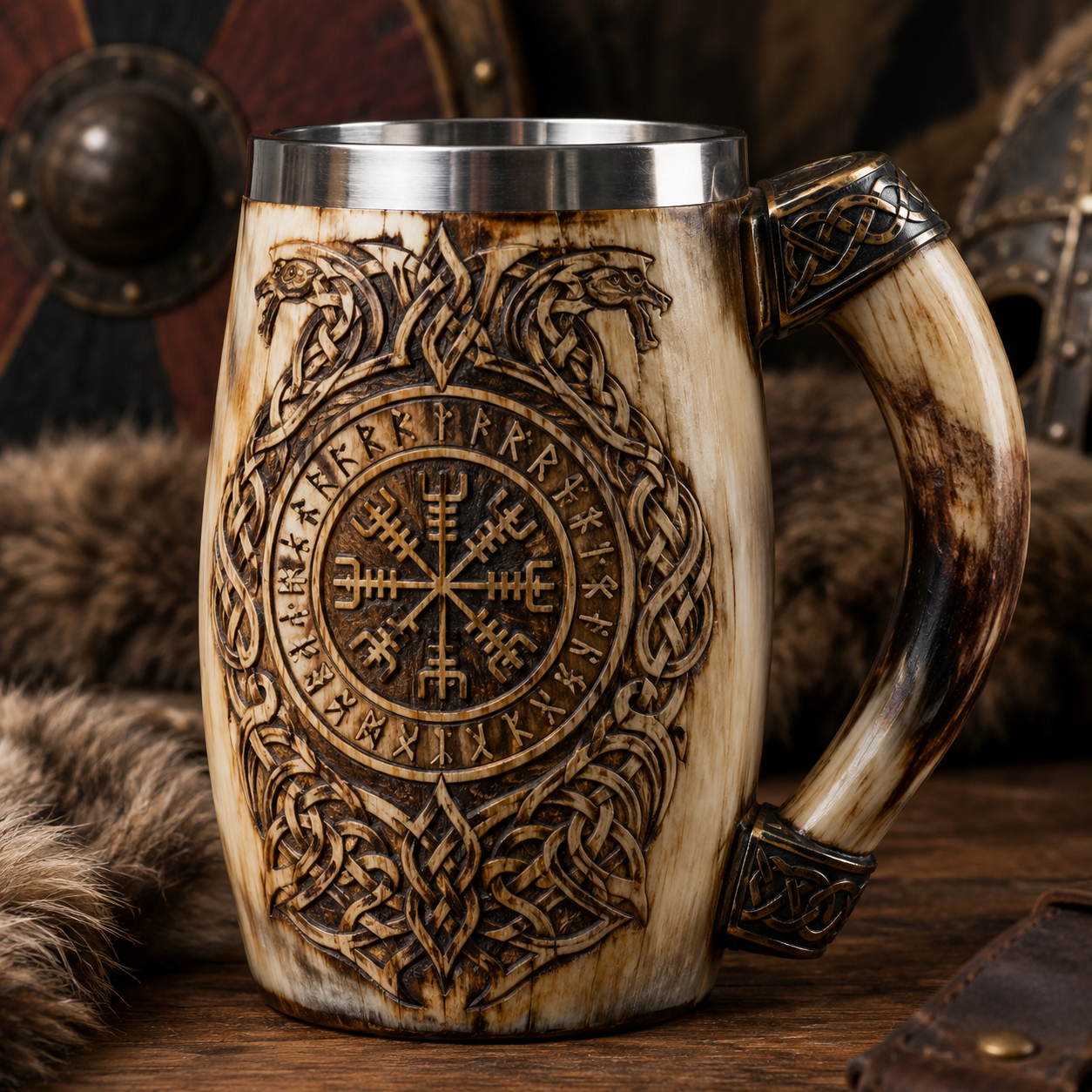 Ornate Viking Rune Tankard Mug