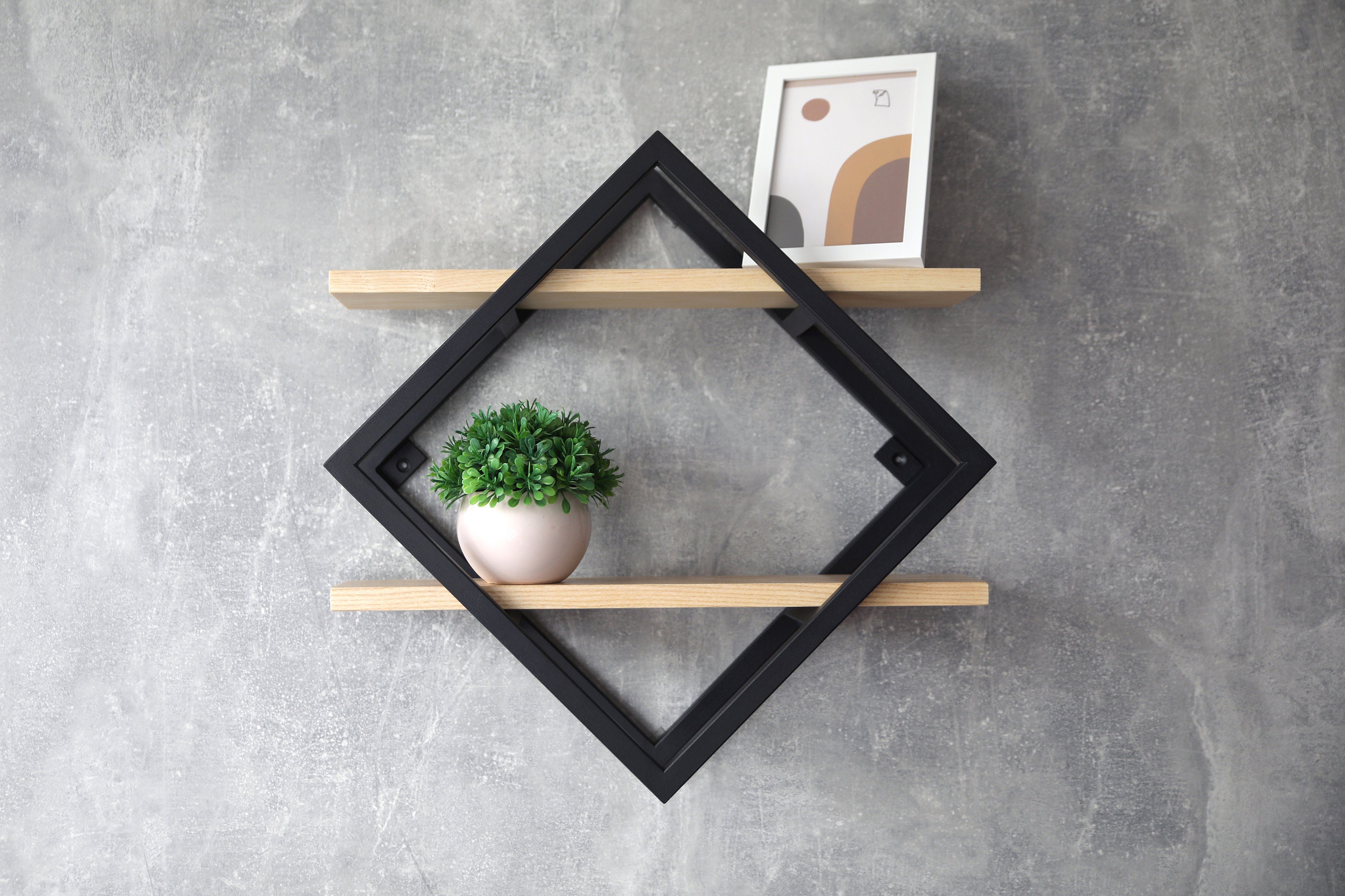 Metal Wood Wall Shelf - Image 3