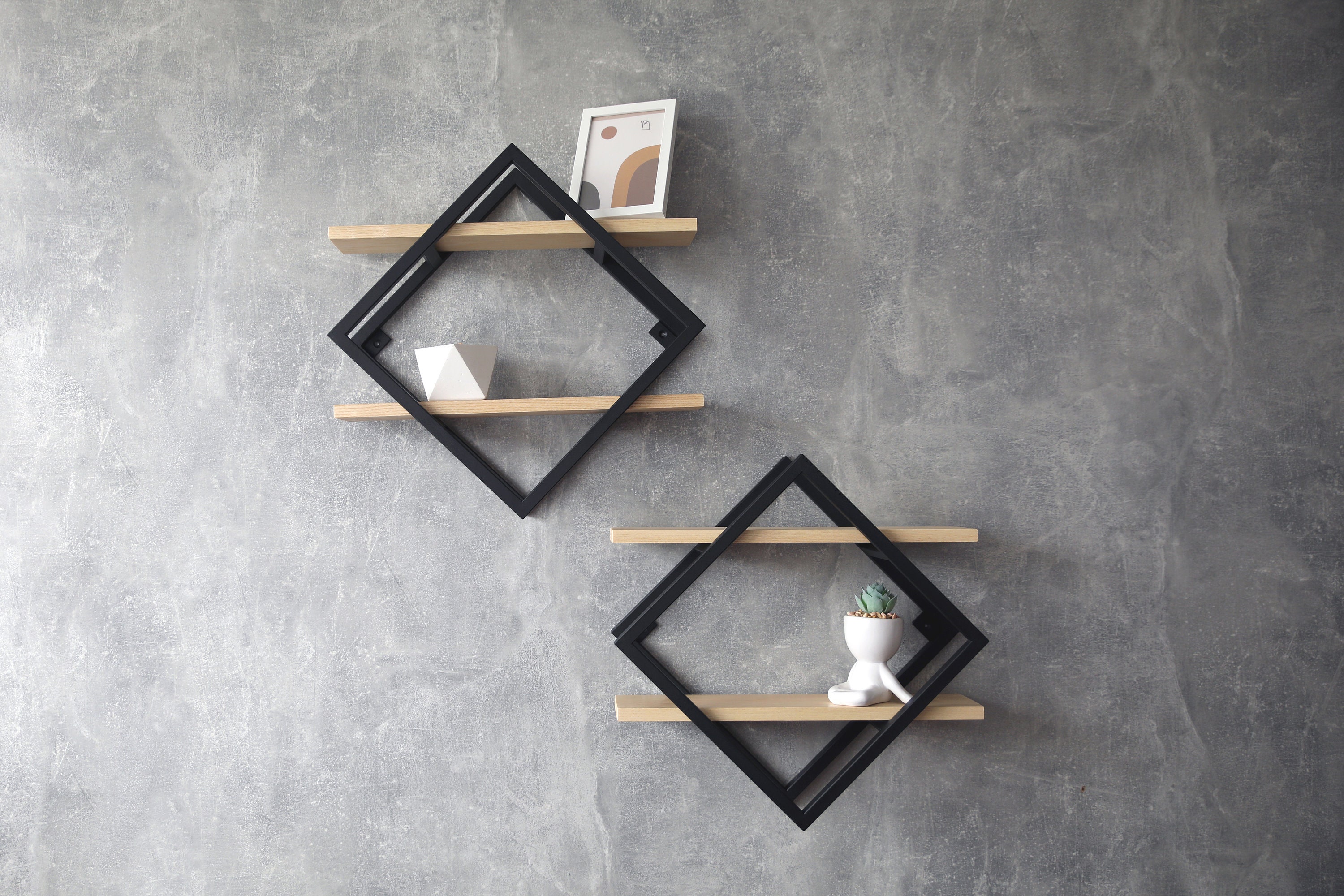 Metal Wood Wall Shelf